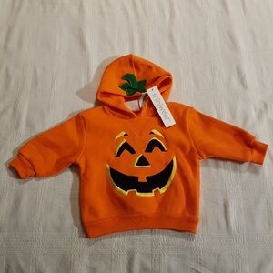 Miniwear Halloween Pumpkin boys or girls 3-6 months hoodue New